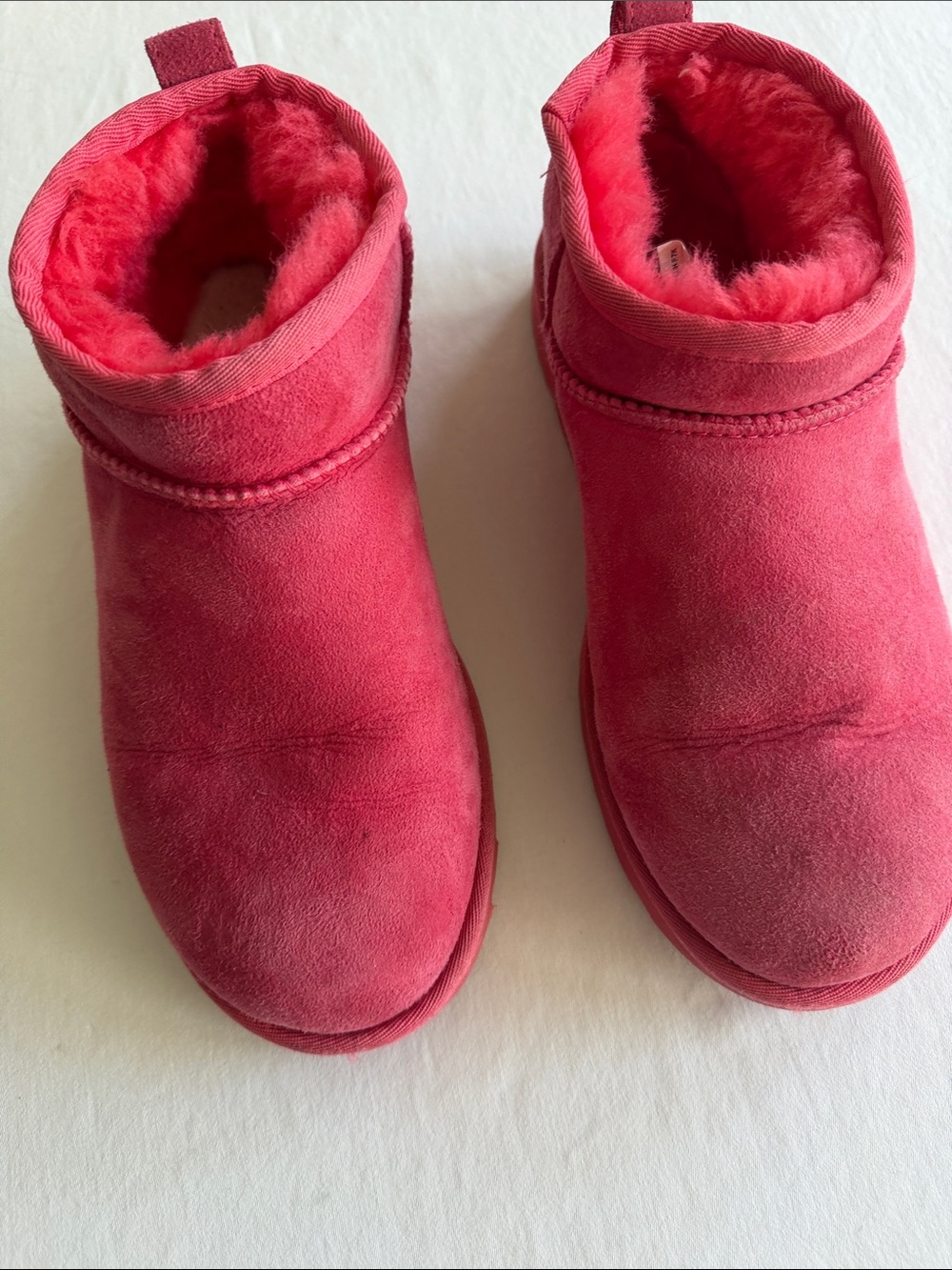 Ugg Plush Pink mini Shearling Slip-On Boots - Picture 4 of 9